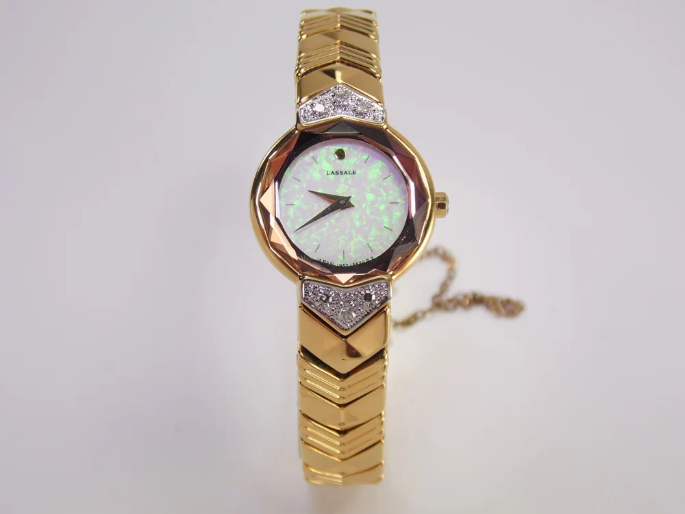 Rare Vintage Womens Ladies Gold Lassale by Seiko Genuine Diamond